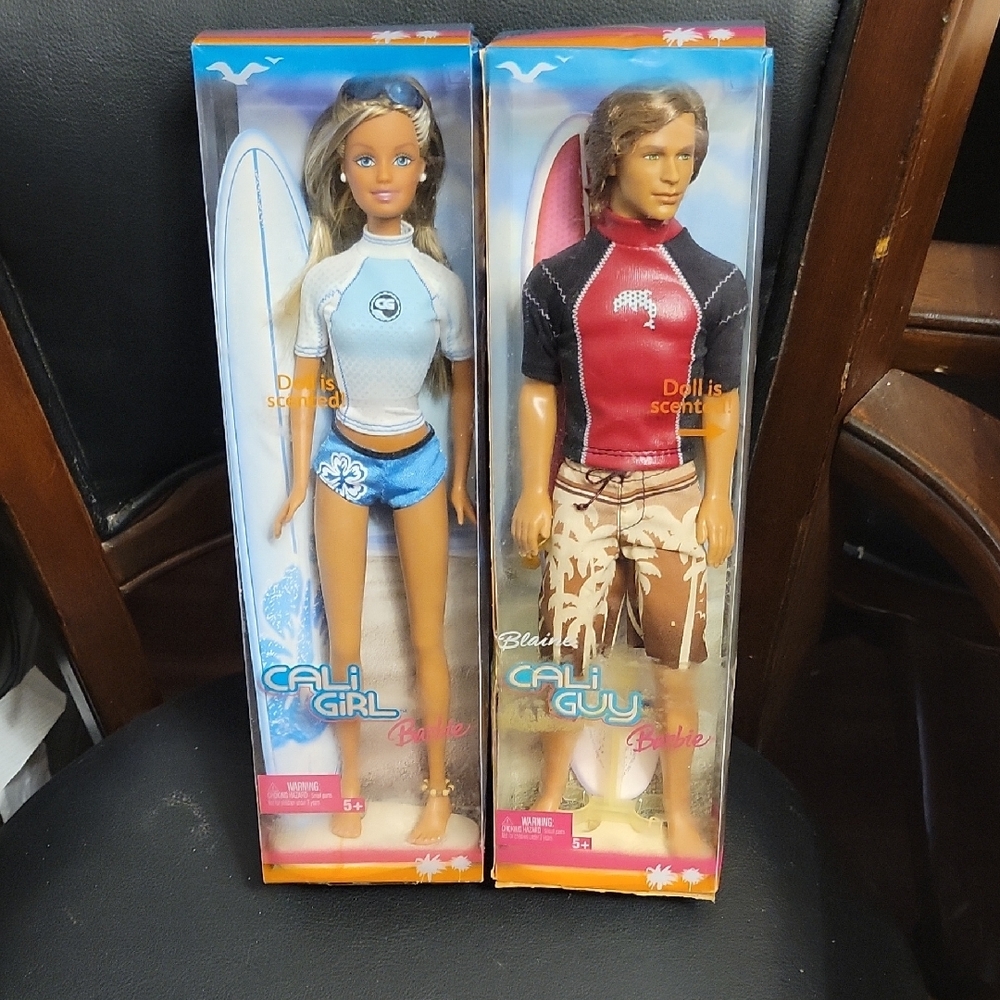 Cali Girl and Guy Dolls with Surfboards